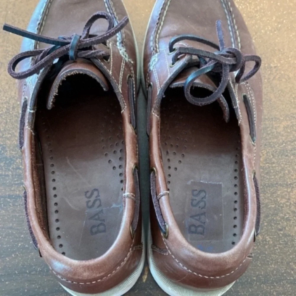 Bass Brown Leather Deck Boat 80s Shoes Vintage Preppy Size 7.5 Seafarers